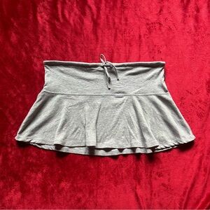 Y2K Early 2000s Abercrombie Style Gray Women's Cotton Knit Drawstring Mini Skirt